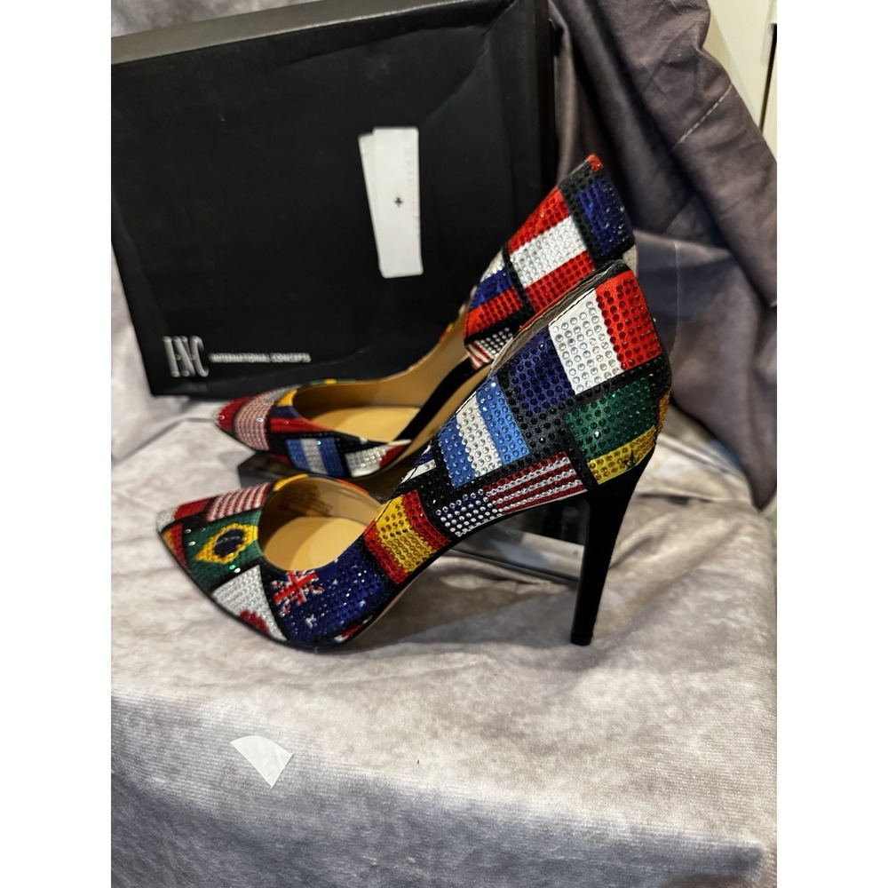 Inc‎ Kenjay D'Orsay Stiletto Heels World Flag International Pumps Size 7.5 - Picture 8 of 9